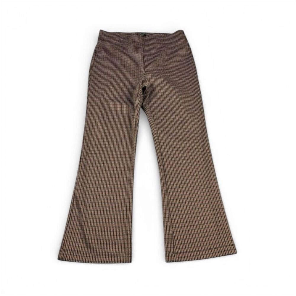 LOFT Knit Dress Pants Houndstooth Plaid Pull On Work Preppy Classic Trousers M